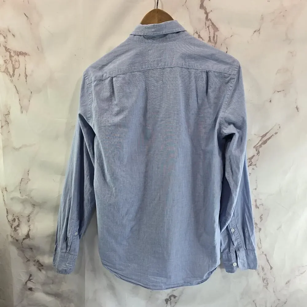 J Crew Shirt Mens Small Blue Button Down Long Sleeve Slim Flex Washed